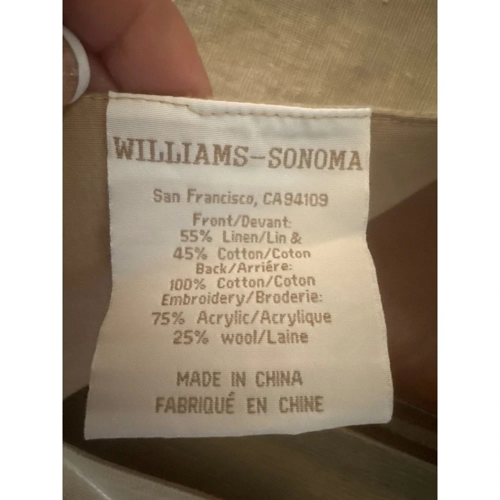 Williams Sonoma Embroidered Linen Cotton Placemats 2 Napkins 4 Set Oatmeal White